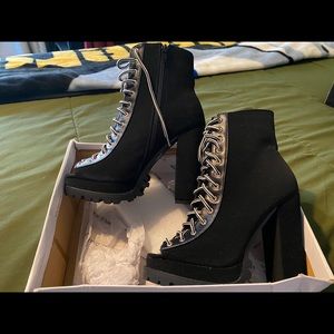 Black open toe booties size 7